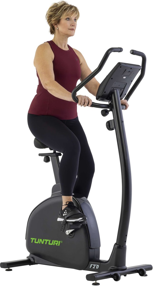 Afbeelding 2 van Tunturi Signature F20 Hometrainer - Fitnessfiets met lage instap - 150 kg Gebruikersgewicht - 8 weerstandsniveaus - Voorzien van LCD monitor en transportwielen
