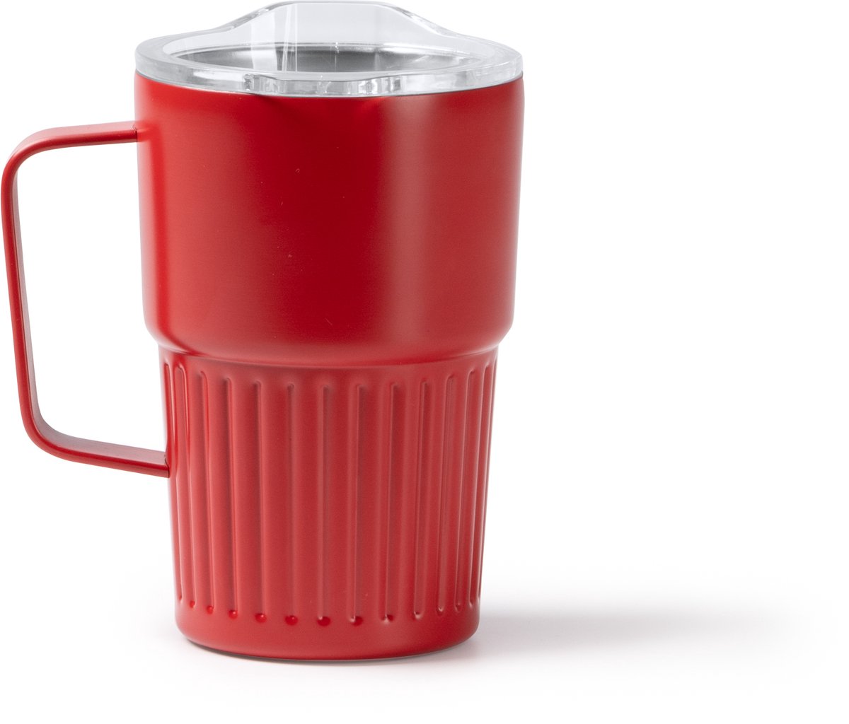 Stamina - Retro - 450ml - Rood - Gerecyclede 304 RVS Thermosbeker met Handvat - Drinkbeker To Go - Tumbler - Mug - Thermosbeker - Thermosfles - Thermoskan - Drinkfles - Geschikt voor warme en kouden dranken
