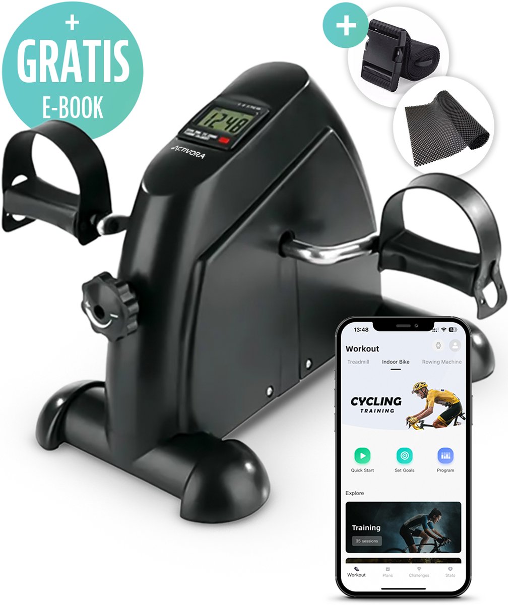 Bol.com Activora Stoelfiets - Inclusief app - Hometrainer inclusief antislipmat en riem - Bureaufiets - Fietstrainer - Deskbike aanbieding