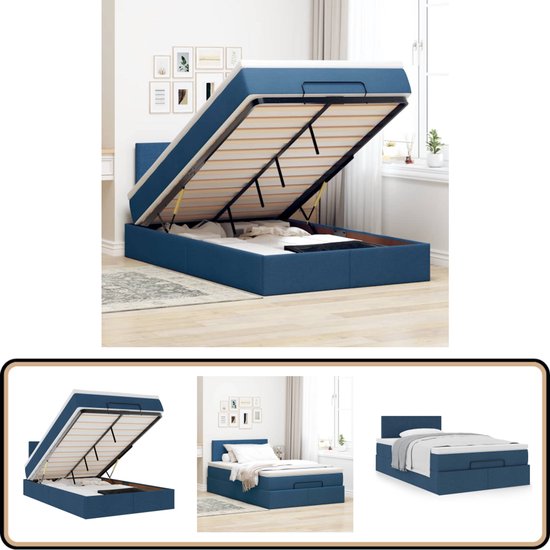 Lit avec Matras vidaXL - 120 x 200 cm - Tissu Blauw - Confort de couchage - Lit à sommier tapissier - Lit double - Canapé-lit - Lit superposé