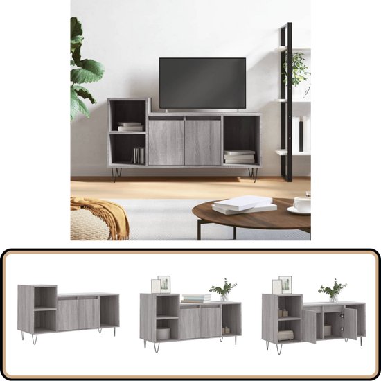 vidaXL Meuble TV - 100x35x55 cm - Chêne Sonoma Grijs Meuble TV - Meuble TV - Meuble Médias - Table basse - Meubles de salon