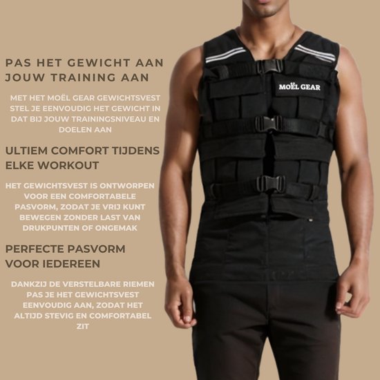 Gilet lesté 20 KG - Gilet lesté réfléchissant - Ajustable en poids et en taille