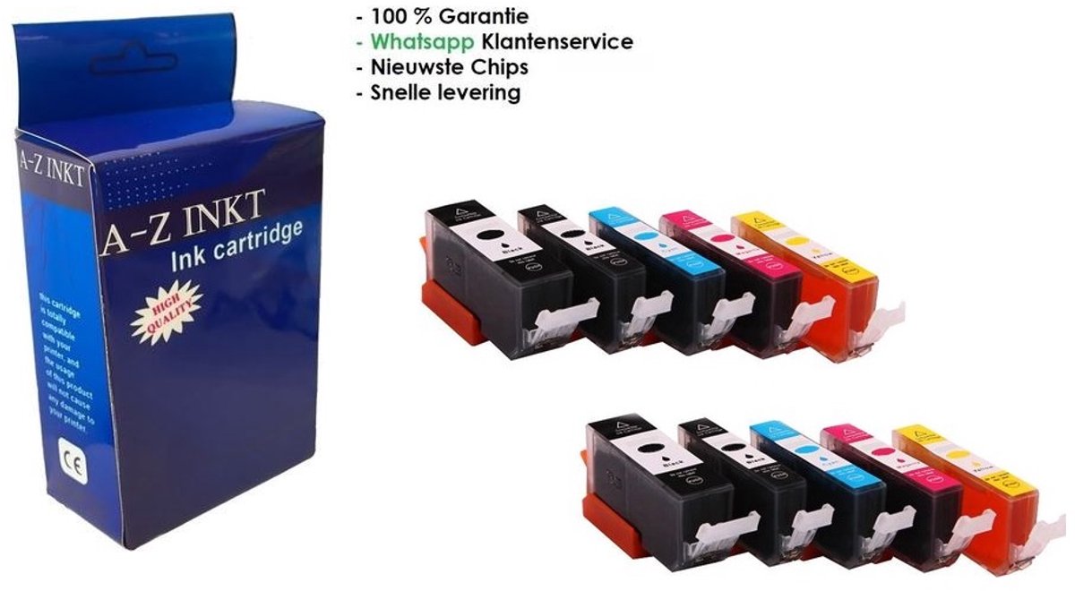 AtotZinkt premium huismerk inkt cartridges Geschikt voor Canon 570/571 XL - Multipack 10 stuks -2 complete sets MG5750 - MG5751 - MG5752 - MG5753 - MG6850 - MG6851 - MG6852 - MG6853 - MG7750 - MG7751 - MG7752 - MG7753 - TS5050 - TS5051 - TS50