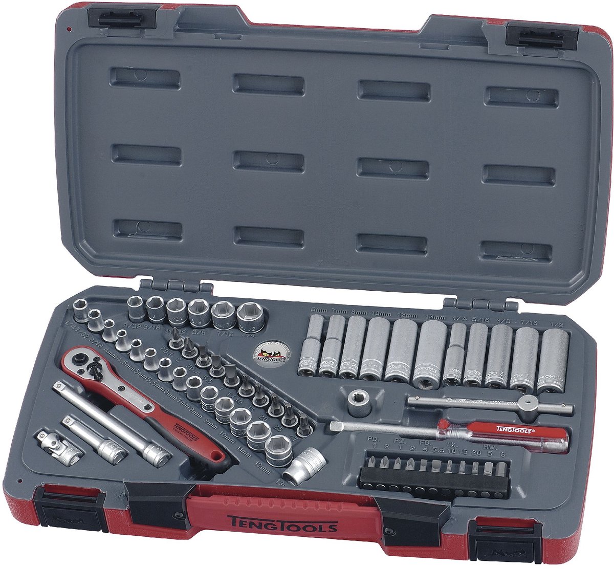 Doppen- en bitsset 1/4 60 dlg Teng Tools T1460