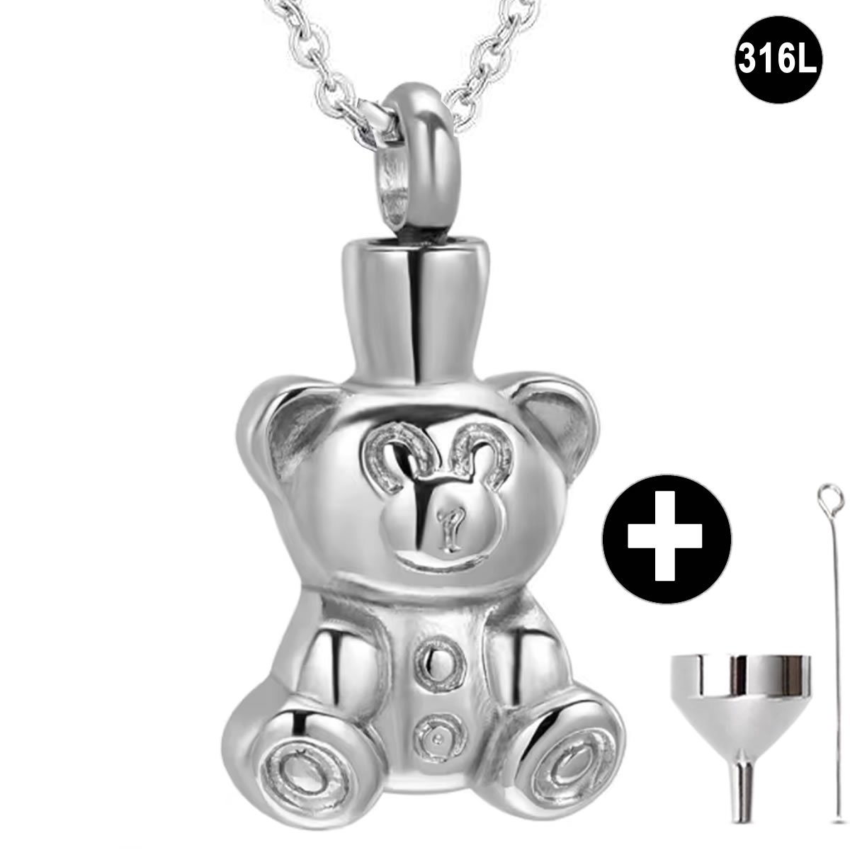 Ashanger - Urn - Beer - incl. Verstelbare Ketting 46 - 52cm en vulsetje - As sieraad - Asketting - Ashouder- 316L Edelstaal