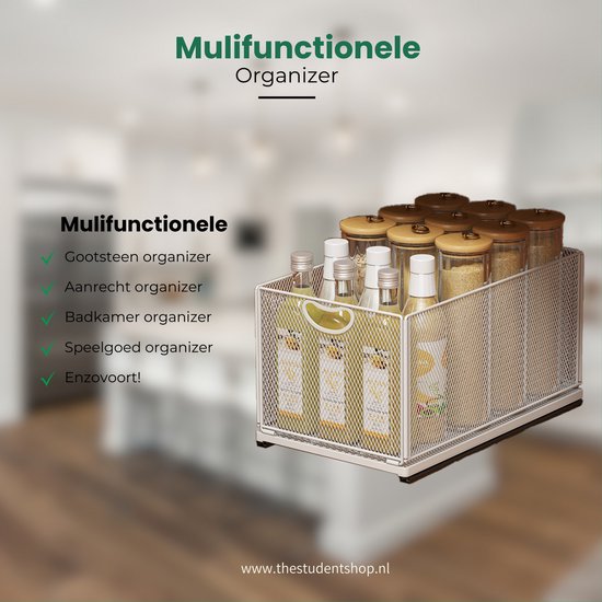 Tiroir coulissant sans perçage | Tiroir sans perçage | Organisateur pour évier | Rangement pour sièges-auto de Cuisine | Organisateur de comptoir | Étagère à épices | Organisateur d'évier