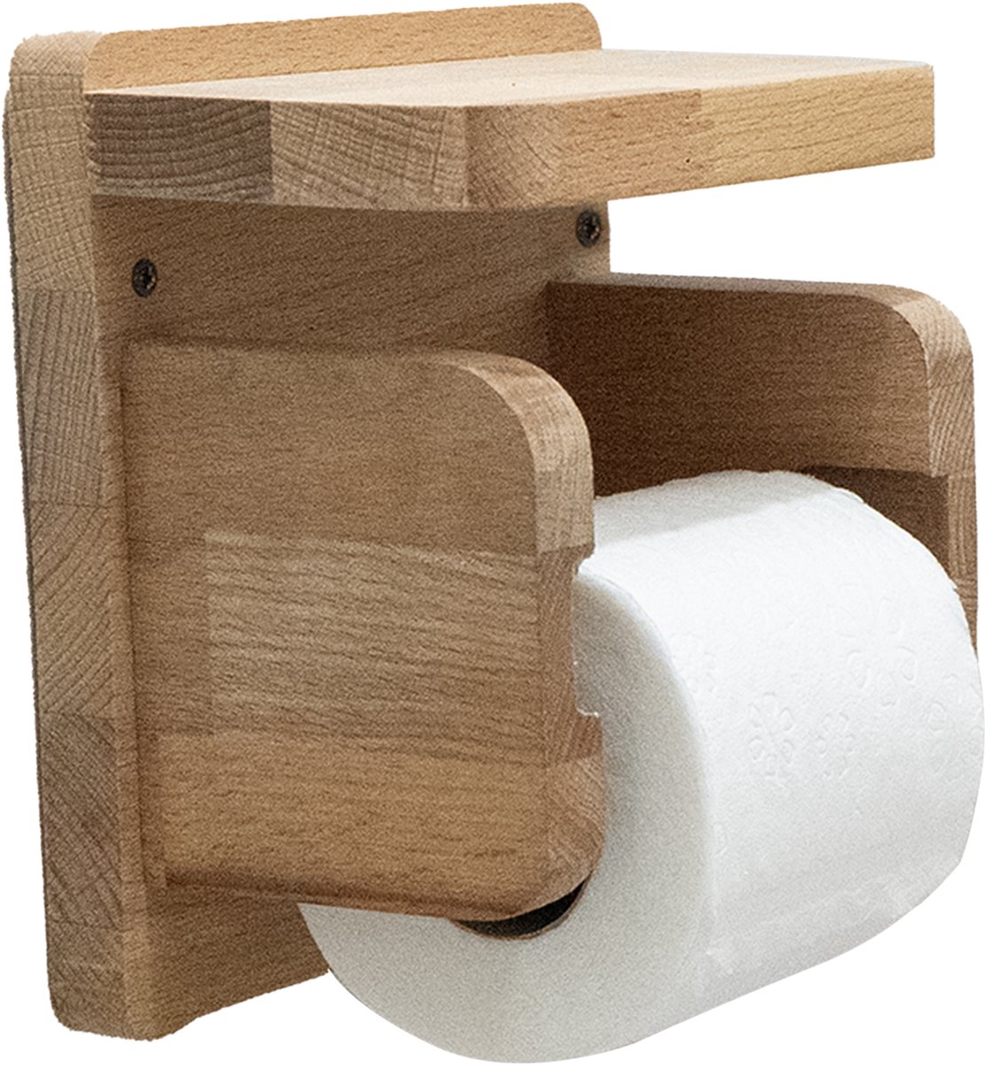 Industrial Living Wc rolhouder - Toiletrolhouder - wcrolhouder - Met plankje - Hout - Zwart