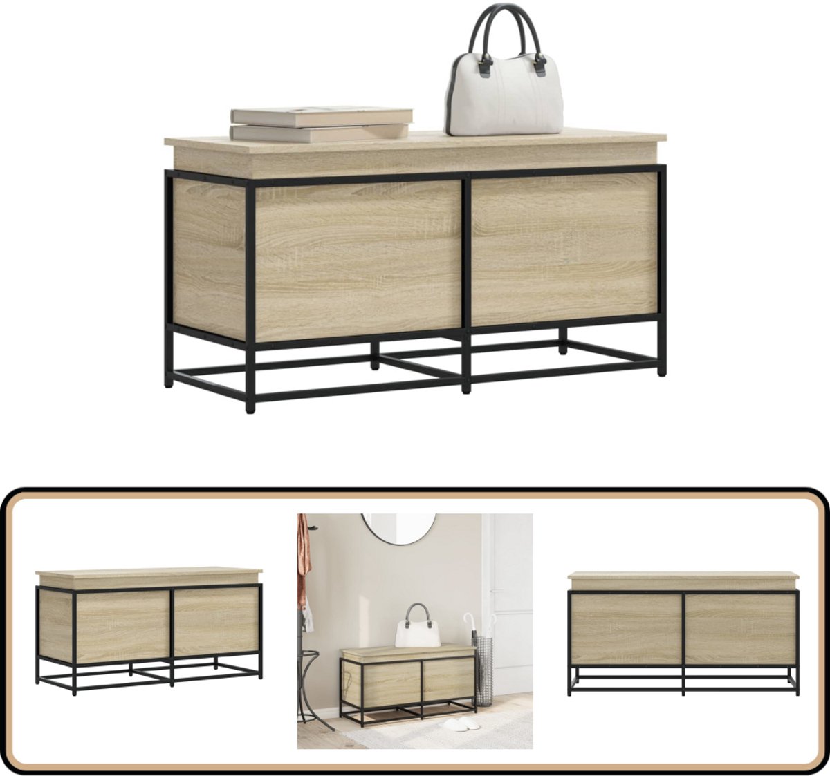 vidaXL - Opbergbox - met - deksel - 100x40x51,5 - cm - bewerkt - hout - sonoma - eiken