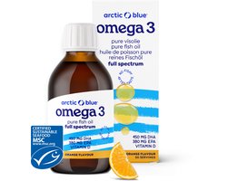Arctic Blue Omega 3 Visolie - Sinaasappel - vitamine D - MSC - 250 ml