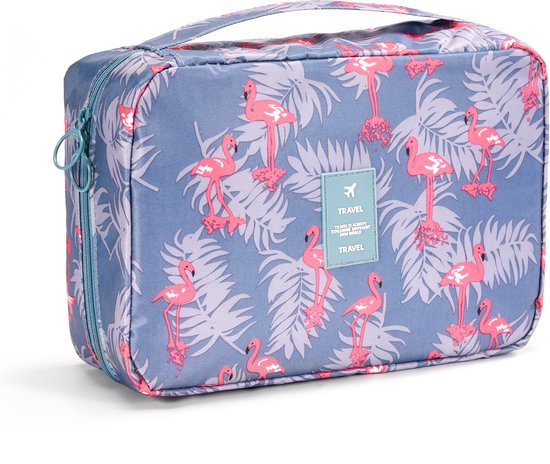 YONO Reis Toilettas Hangend met Haak - Toiletzak Dames en Heren - Meisje - Flamingo - Blauw