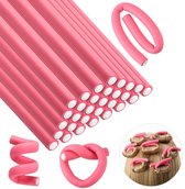 30 stuks-Roze-Krultang van schuim-Luie slaap krultang-Haarrollers- Krulset - Heatless Curls - Krulspelden-krul gereedschap-Eenvoudig te gebruiken - eenvoudig te bedienen