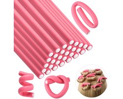 30 stuks-Roze-Krultang van schuim-Luie slaap krultang-Haarrollers- Krulset - Heatless Curls - Krulspelden-krul gereedschap-Eenvoudig te gebruiken - eenvoudig te bedienen