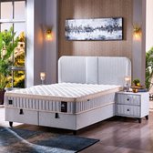 BSS Bedding Florence - Complete Boxspring - Boxspring - Bedden - 160x200 - Slaapkamerbed - 1 x Matras met Topper - 2 x Bedbox - 1 x Hoofdbord