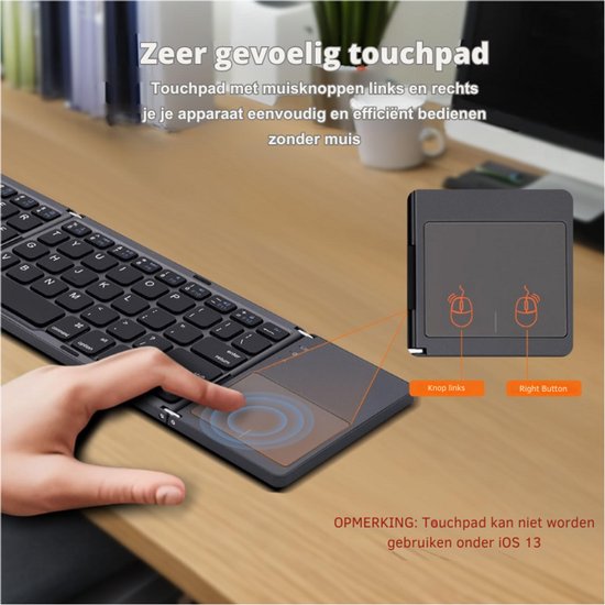 Mcbazel Opvouwbaar Draadloos Toetsenbord Met Touchpad Voor Tablet Mobiele Telefoon Pc Draagbaar Toetsenbord Draadloos Oplaadbaar Ondersteunt Meerdere Apparaten Ios Android Macos Windows Zwart 647398010