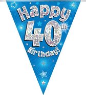 Oaktree - Vlaggenlijn Blauw Happy 40th Birthday (4 meter)