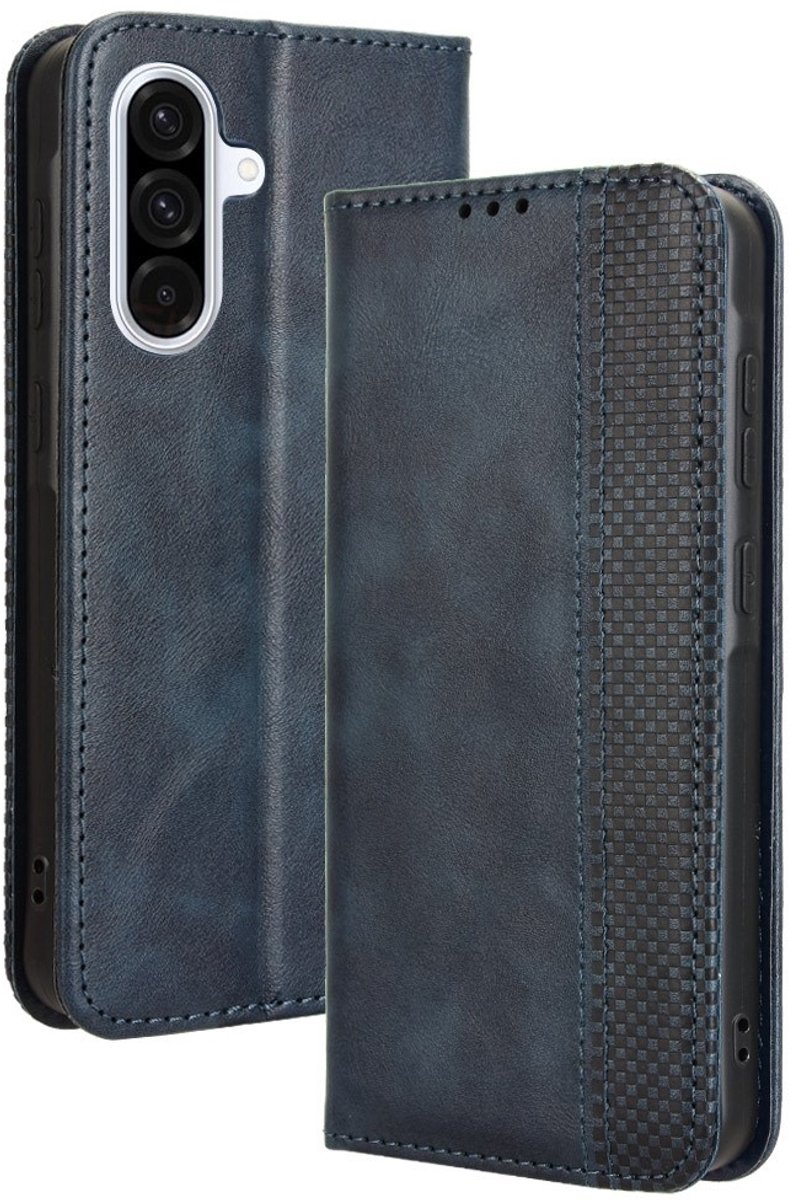 Coverup Hoesje - Geschikt voor Samsung Galaxy A36 Hoesje - Coverup Vintage Style Book Case - Blauw