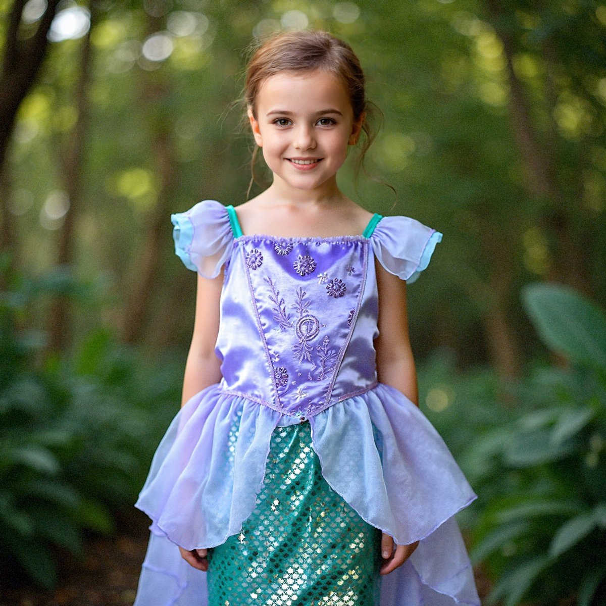 Joya Kids® Zeemeermin Verkleedjurk | Prinsessenjurk | Mermaid Verkleedkleding | Maat 128/134 (130) | Jurk + Mermaid Kroontje | Cadeau meisje Sinterklaas — afbeelding 5