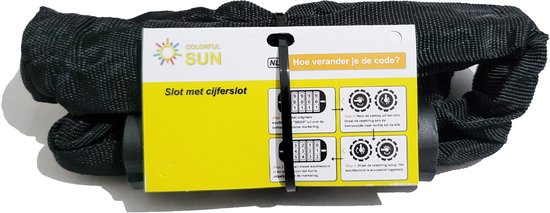 Colorful Sun® Fietsslot met cijferslot - 90 cm - 1 stuk - Kettingslot fiets - Fietssloten electrische fietsen - Fietsslot ketting - Cijfercombinatieslot - Slot met Code - Zwart, Grijs van Colorful Sun® — afbeelding 3