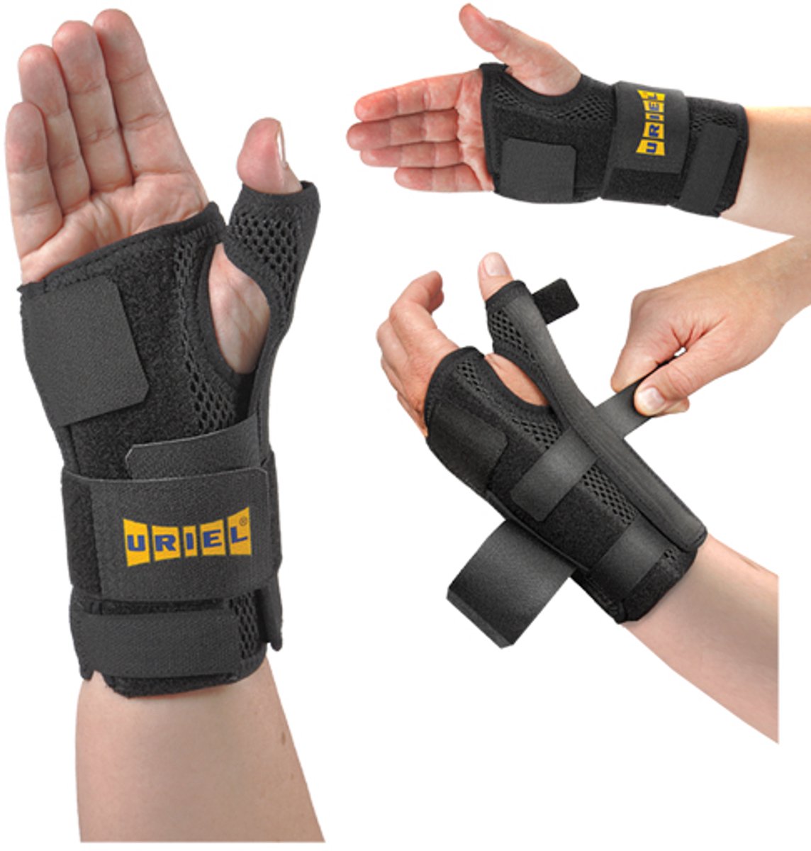 Uriel - Pols- en Duimbrace - Carpaal Tunnel Syndroom - Verstelbaar - Met Polsspalk - Zwart - Unisex - One Size - Past Links en Rechts