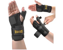 Uriel - Pols- en Duimbrace - Carpaal Tunnel Syndroom - Verstelbaar - Met Polsspalk - Zwart - Unisex - One Size - Past Links en Rechts