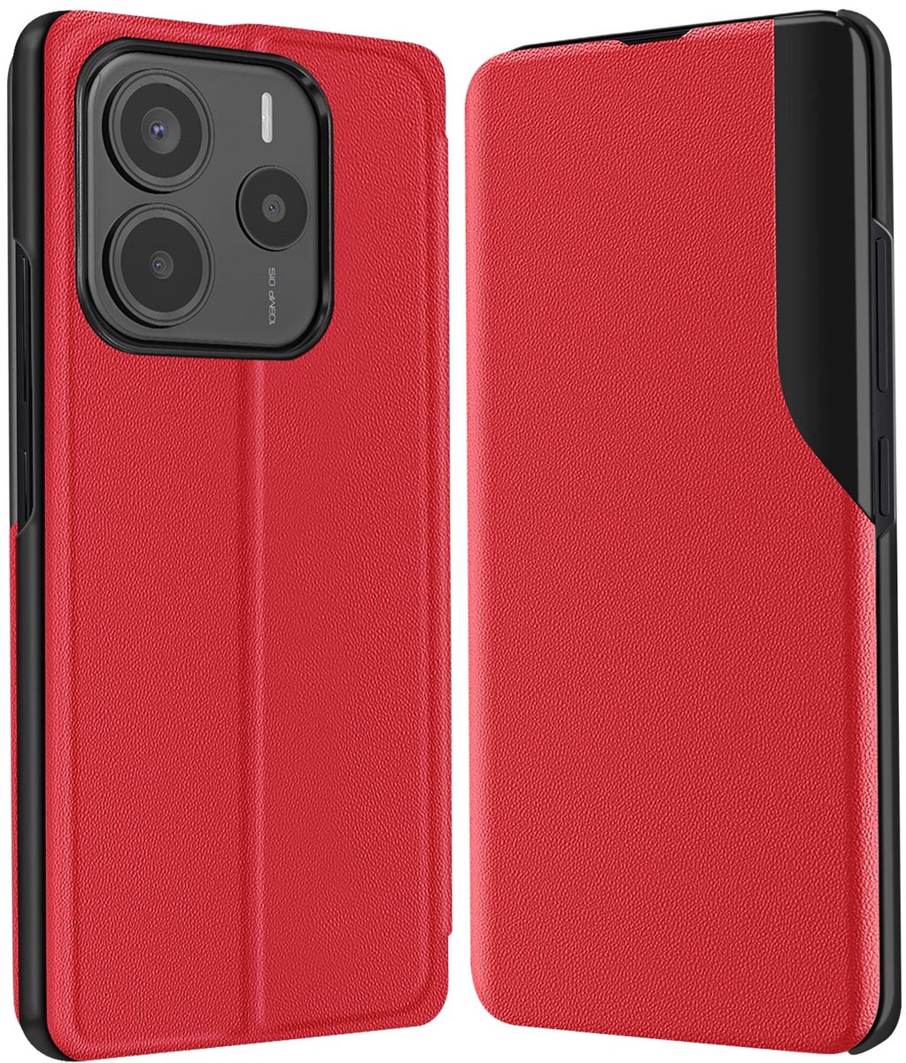Avizar Hoesje Geschikt voor Xiaomi Redmi Note 14 5G Clapet Video Support, Rood