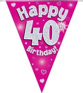 Oaktree - Vlaggenlijn Roze Happy 40th Birthday