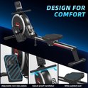 Roeimachine met een comfortabel ontwerp, waaronder verstelbare antislip pedalen, een zweetbestendig handvat en een brede zitting.