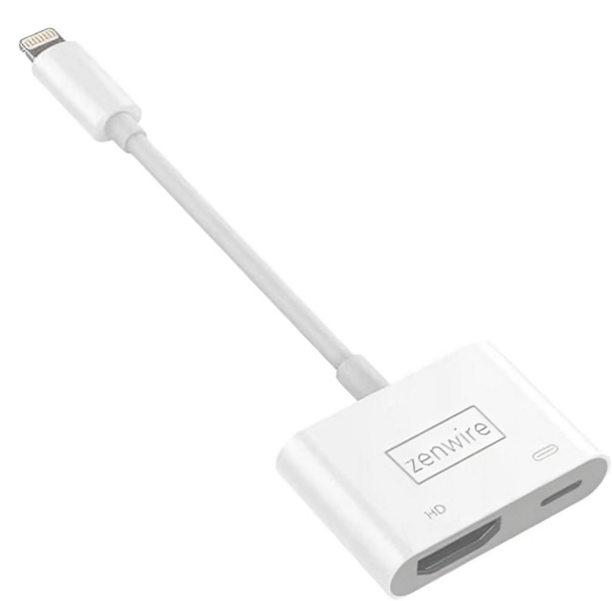 Lightning naar Beeldscherm AV adapter - Zenwire - Lightning naar HDMI Digital 1080P - Geschikt Voor iPhone/iPad/iPod HDMI Converter voor HD TV/Projector/Monitor Ondersteuning Alle iOS - Kabel 15 cm - Wit