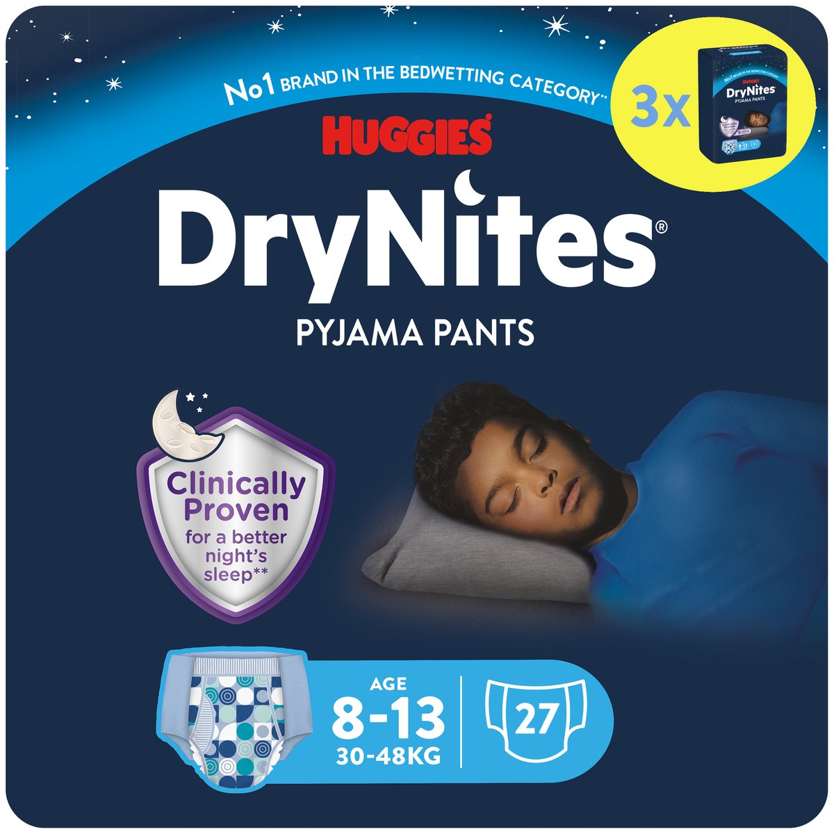 Goedkoopste Huggies DryNites luierbroekjes - jongens - 8 tot 13 jaar (30 tot 48 kg) - 27 stuks - voordeelverpakking