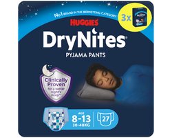 Huggies DryNites luierbroekjes - jongens - 8 tot 13 jaar (30 tot 48 kg) - 27 stuks - voordeelverpakking