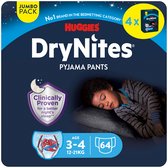 Huggies DryNites luierbroekjes - jongens - 3 tot 4 jaar (12 - 21 kg) - 64 nachtbroekjes - extra voordeel