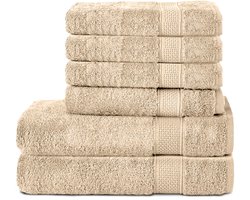 Komfortec Handdoekenset – Set van 6 - 4x Handdoek 50x100 cm en 2x Badhanddoek 70x140 cm - 100% Katoen - Beige-Amz