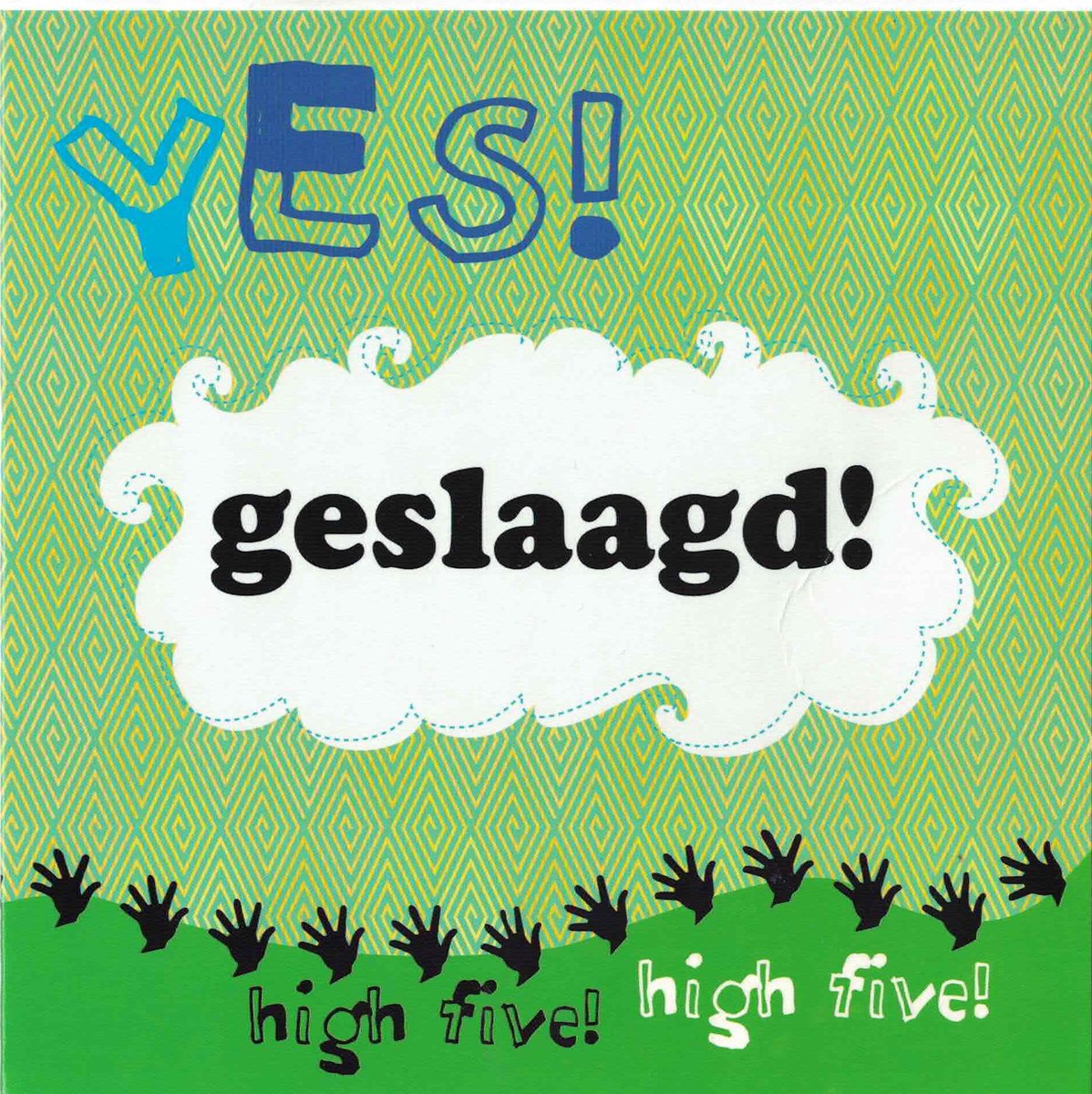 Wenskaart geslaagd - incl envelop - High Five - studie afgerond - klaar met school - opleiding gehaald - felicitatie - rijbewijs - cursus