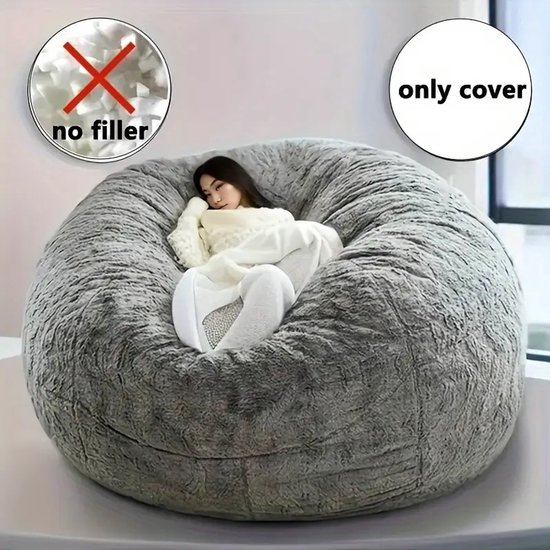Zitzakhoes XXL - 150 x 75 cm - Bean Bag - Zonder vulling - Lichtgrijs - Wasbaar - Zacht en behaaglijk