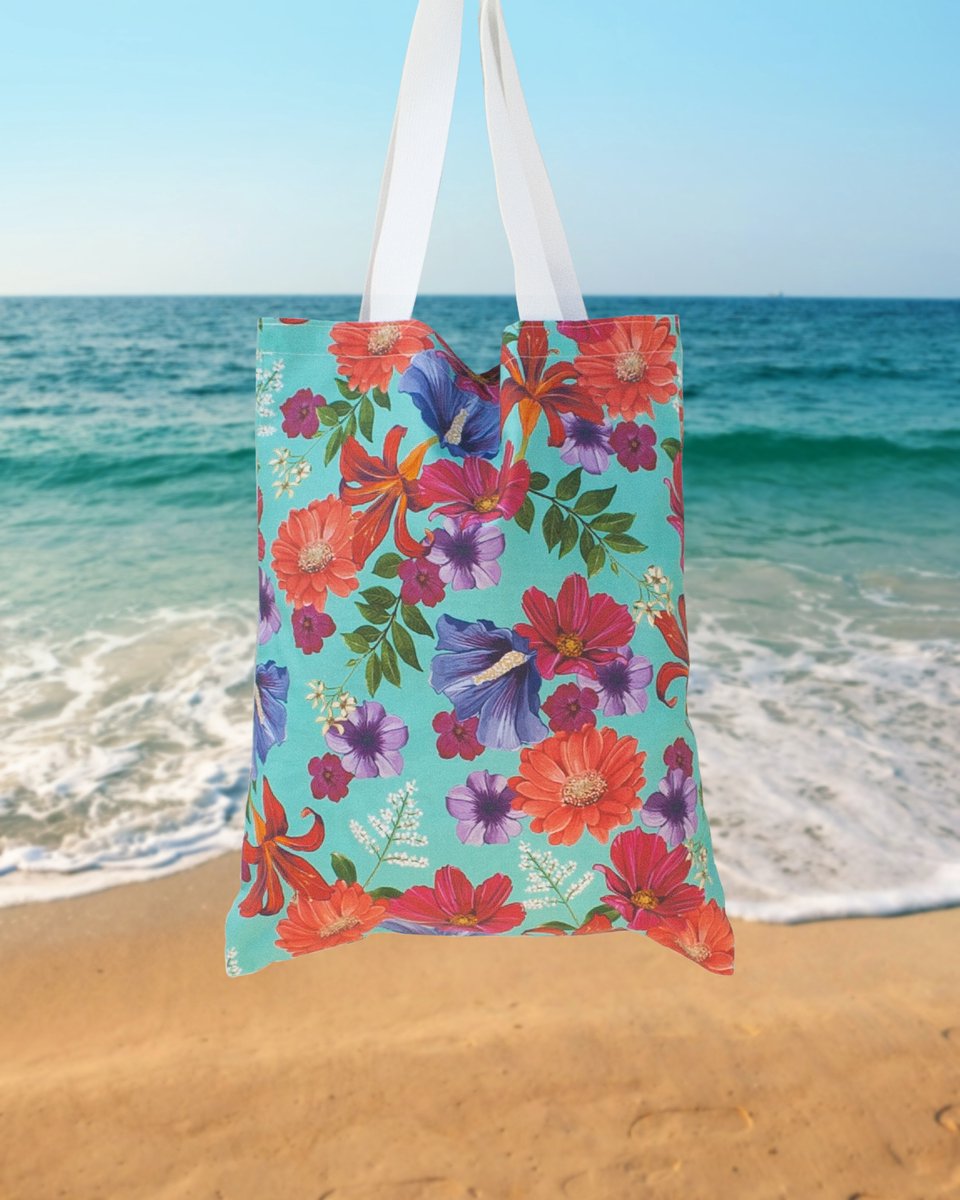 Strandtas Bold Flowers 40 x 40 cm - tote bag - tassen dames - unieke draagtas - bloemen - shopper - tas