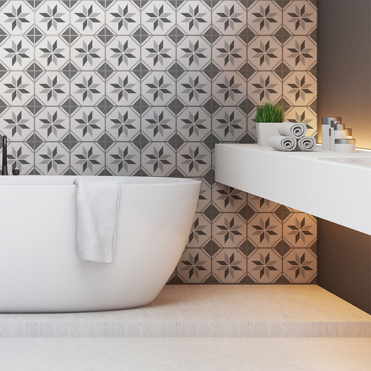 Ambiance Sticker Zelfklevende tegelmuurstickers voor keuken en badkamer - 24 Azulejos Andreas tegelstickers - 24 stickers van 15x15 cm Multi color