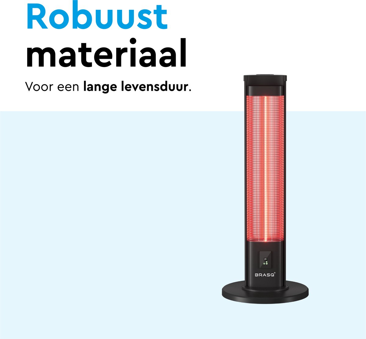 BRASQ Elektrische Terrasverwarmer staand – 2000 watt - 3 warmtestanden – met Afstandsbediening en timer – Infrarood heater – spatwaterdicht – verwarming voor binnen en buiten – Zwart – foto 3
