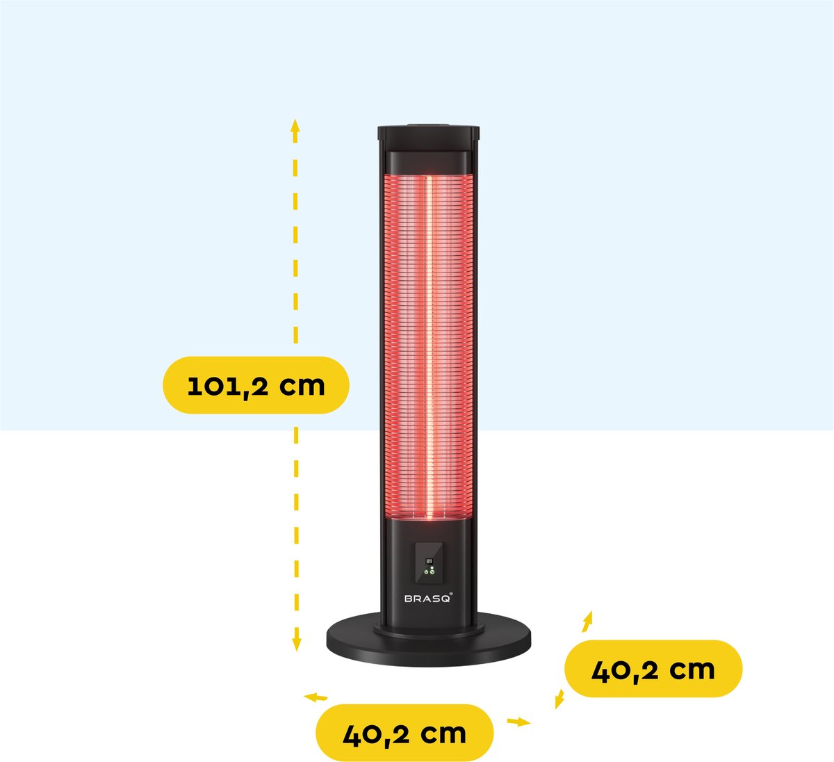 BRASQ Elektrische Terrasverwarmer staand – 2000 watt - 3 warmtestanden – met Afstandsbediening en timer – Infrarood heater – spatwaterdicht – verwarming voor binnen en buiten – Zwart – foto 7
