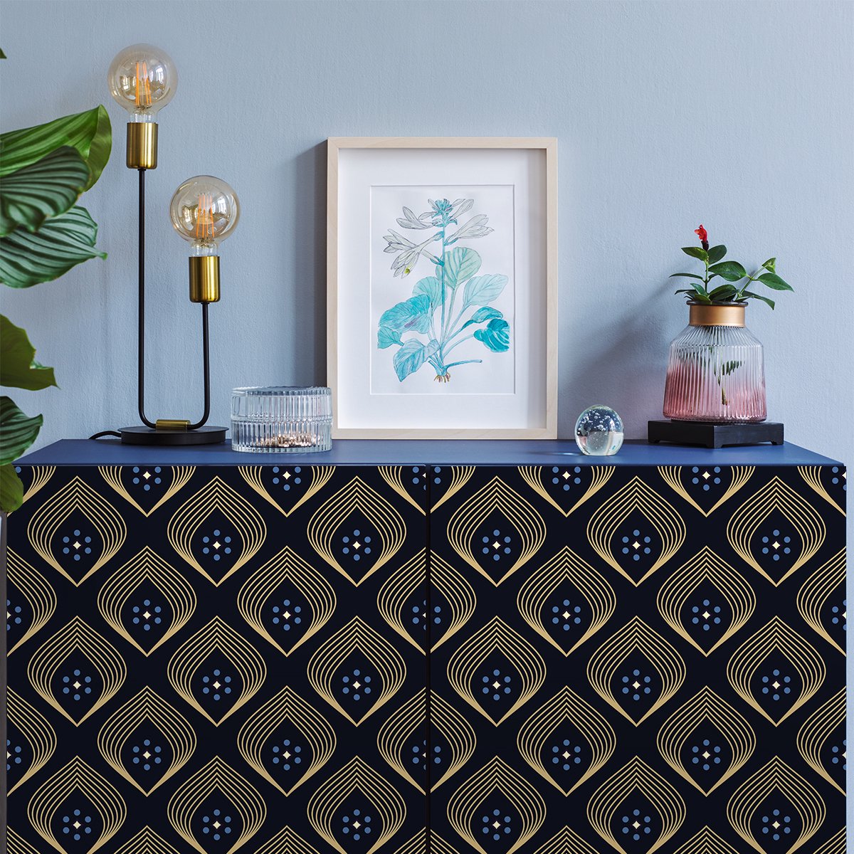 Ambiance Sticker Sticker met Scandinavisch meubelmotief, mat, 40 x 60 cm Multi color