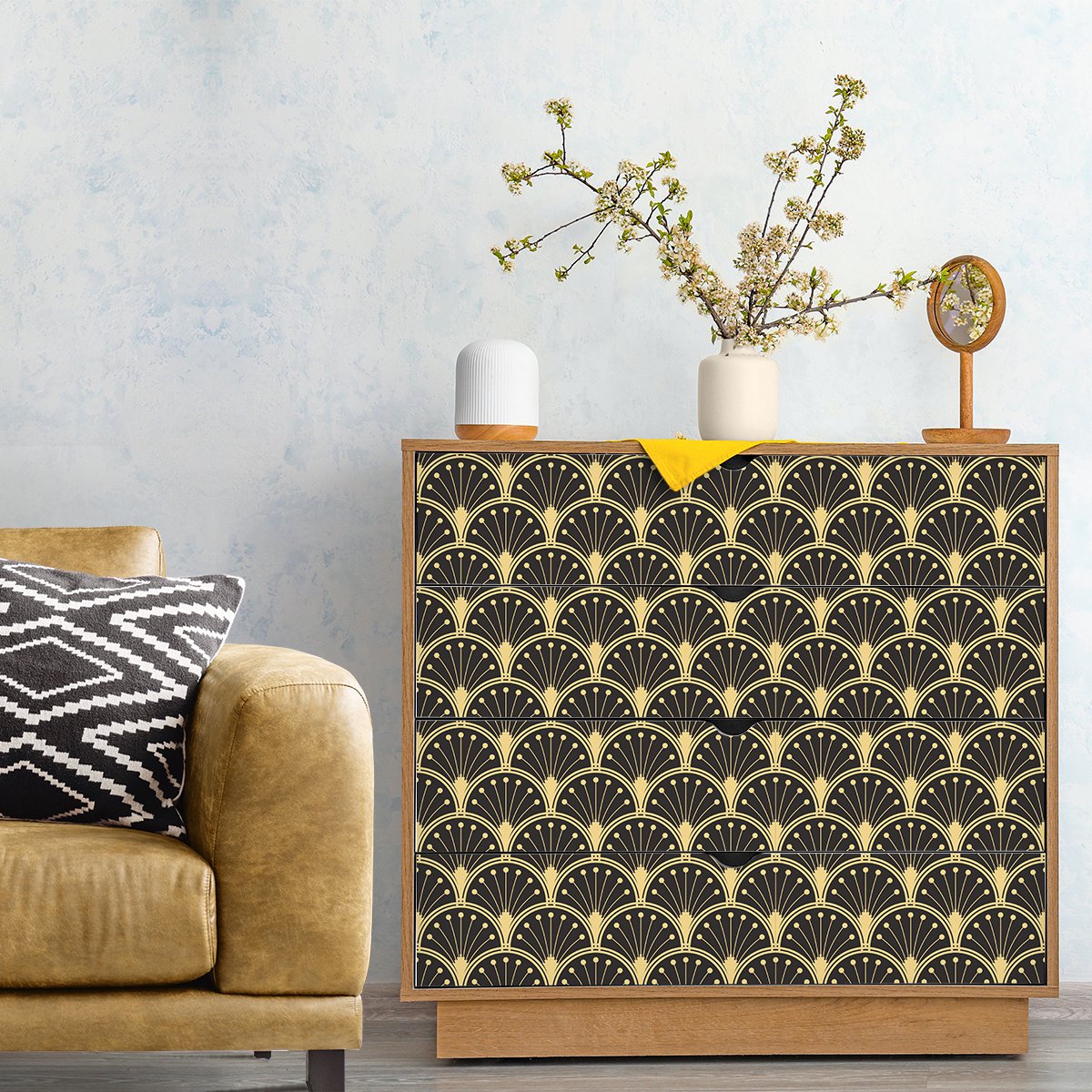 Ambiance Sticker Sticker met Scandinavisch meubelmotief, sburg-stijl, 60 x 90 cm Multi color