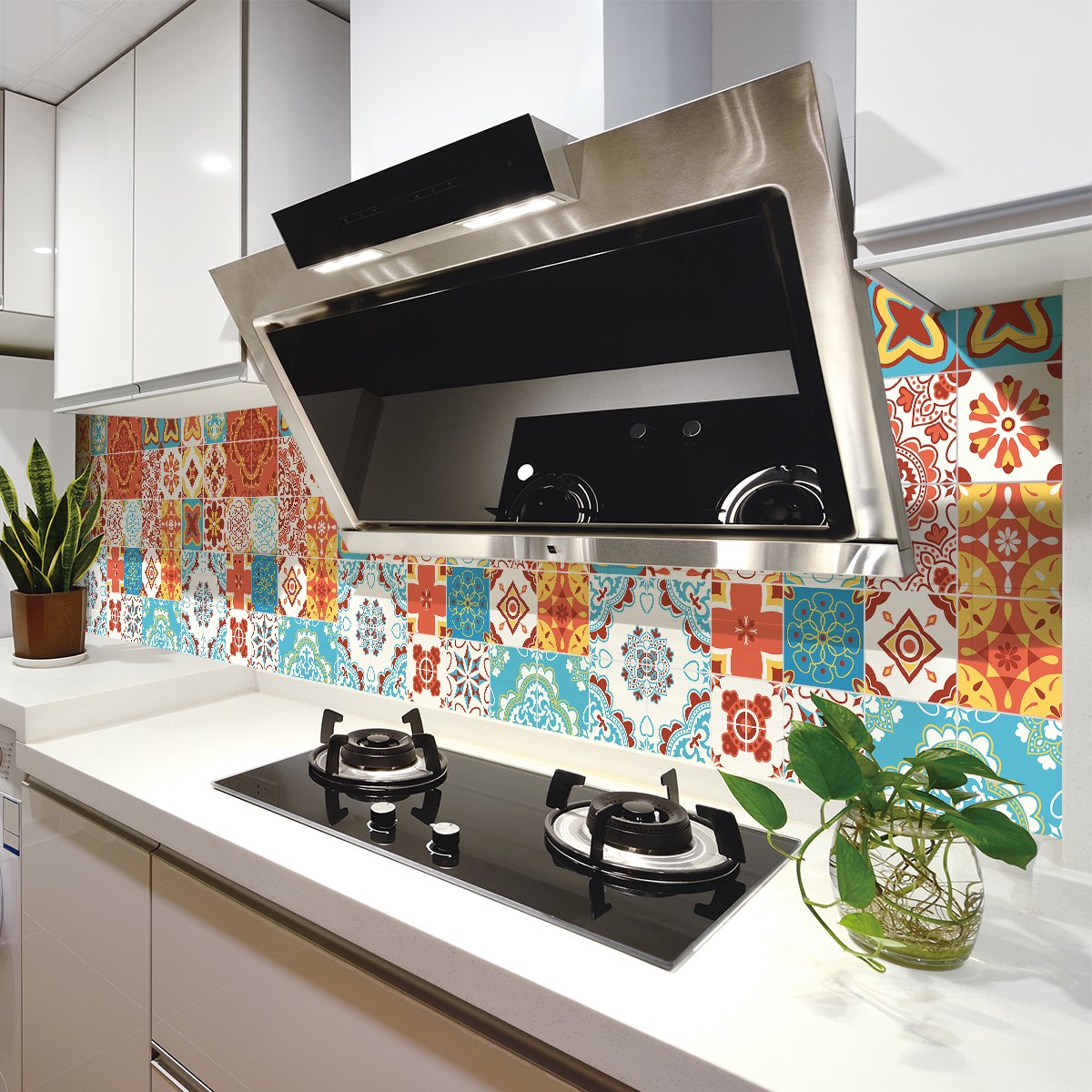 Ambiance Sticker Zelfklevende tegelmuurstickers voor keuken en badkamer - 30 LAURANA AZULEJOS tegelstickers - 30 stickers 20x20cm Multi color