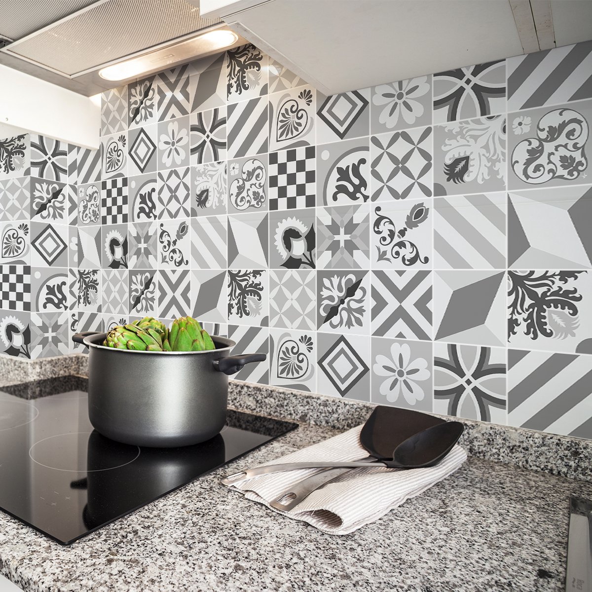 Ambiance Sticker Zelfklevende tegelmuurstickers voor keuken en badkamer - 24 Manuelana Azulejos tegelstickers - 24 stickers, 15x15cm Multi color