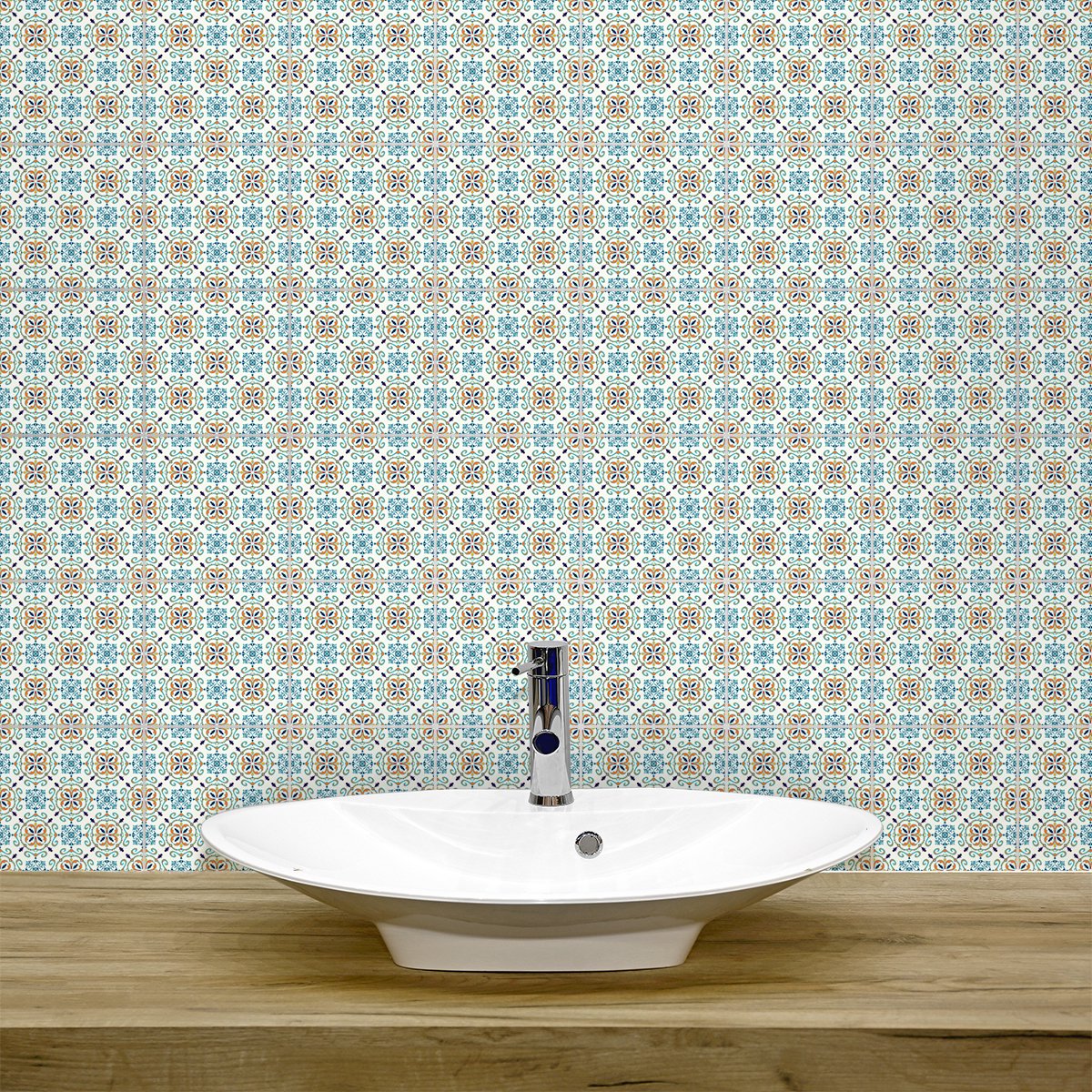 Ambiance Sticker Zelfklevende tegelmuurstickers voor keuken en badkamer - 9 Jacobo Azulejo cementtegelstickers - 9 stickers 20x20cm Multi color