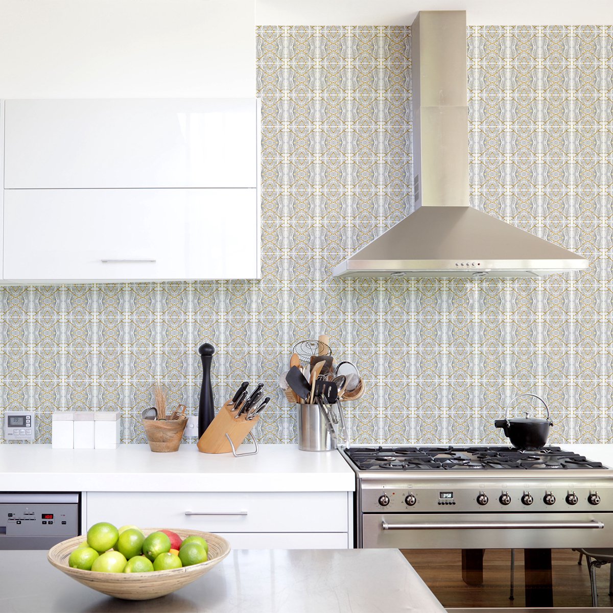 Ambiance Sticker Zelfklevende tegelmuurstickers voor keuken en badkamer - 30 grijze en gouden tegelstickers met marmerlook - 30 stickers van 15x15 cm Multi color