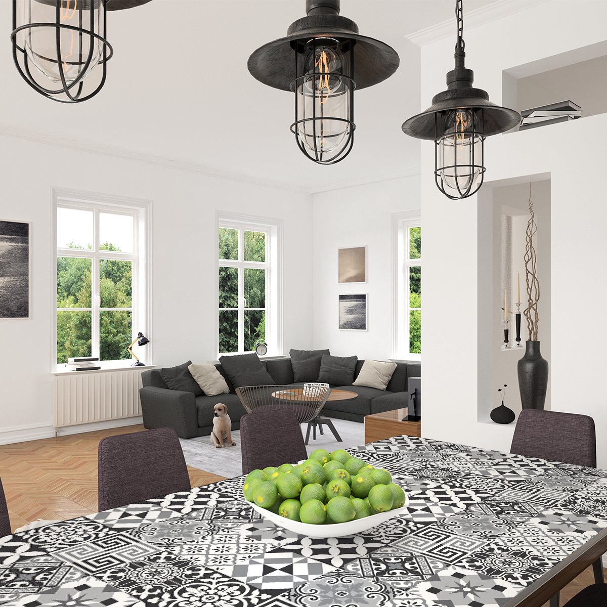 Ambiance Sticker Meubeldecoratiestickers - Zelfklevende stickers voor keuken en woonkamer - 60 meubelstickers met cementtegelmotief van ALONZO - 60 stickers 10x10cm Multi color