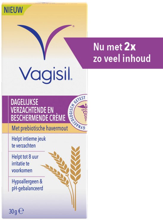 Vagisil® Crème 30g - Bij Vaginale Jeuk of Irritatie - Verzacht en Beschermt de Gevoelige Huid - Helpt tegen Jeuk en Droogheid - Vocht Crème - Gynaecologisch Getest - Hypoallergeen - pH Neutraal - Vrij van Parabenen - Milde en Goed Smeerbare Crème