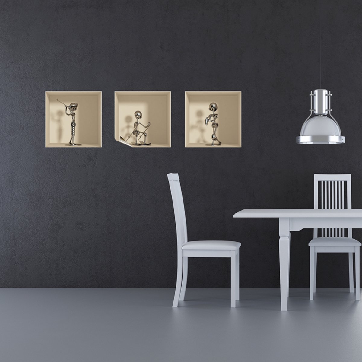 Ambiance Sticker Sticker met 3D-effect en zilverkleurige figuren, 40 x 120 cm Multi color