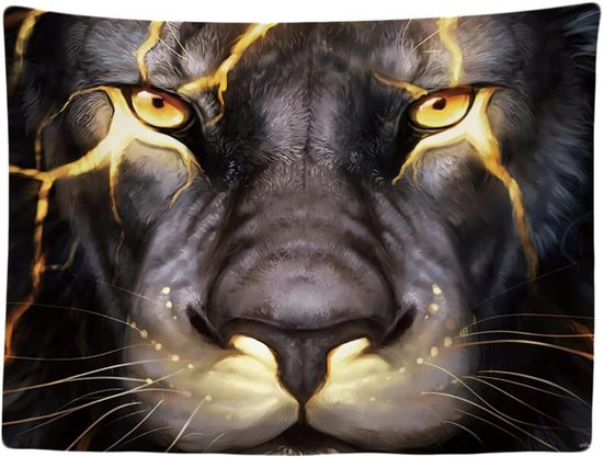 Ulticool Wandkleed 200x150 cm - Leeuw Gaming Accesoires voor je Setup Kamer - voor Binnen - Wandtapijt Wanddoek Stof Poster Backdrop Frame Decoratie Woonkamer ps5 Game Lamp Natuur - Cadeau Mannen Puber Tiener Jongen 13 14 15 16 jaar Gadgets