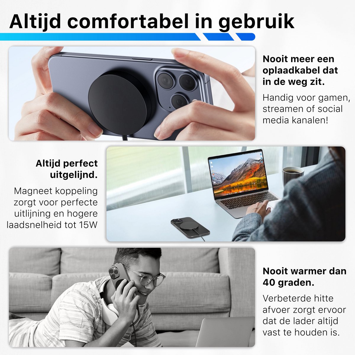 Magnetisches kabelloses Auto ladegerät für iPhone und Android-Handys 15W Car Wir