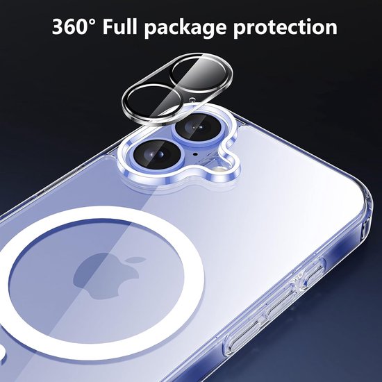 Étui magnétique compatible avec : iPhone 16 avec 2 protecteurs d'écran et 2 protecteurs d'objectif d'appareil photo [Compatible Mag Safe] Coque souple en TPU antichoc et anti-rayures transparente